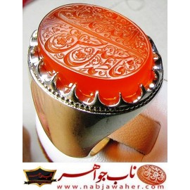 انگشترنقره مردانه خطی عقیق یمن خط مبین استاد حسین رضیعی رکاب نقره نفیس دستسازاستاد محمد افتخاری ذکر الله محمد علی فاطمه حسن حسین