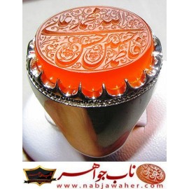 انگشترنقره مردانه خطی عقیق یمن خط مبین استاد حسین رضیعی رکاب نقره نفیس دستسازاستاد محمد افتخاری ذکر الله محمد علی فاطمه حسن حسین