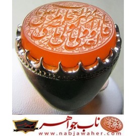 انگشترنفیس مردانه عقیق یمن خط حرّ حکاکی رضاقربانی ذکر یاقاهرالعدویاوالی الولی یامظهرالعجائب یامرتضی علی رکاب امیرلطفی