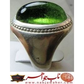 انگشترنفیس مردانه دُرّسبزفاطمی_نجف ،رکاب_ کشکولی_نقره ،رکاب_نقره_سنگین