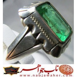 انگشترنقره مردانه جواهری زمرد رکاب نقره نفیس دستساز