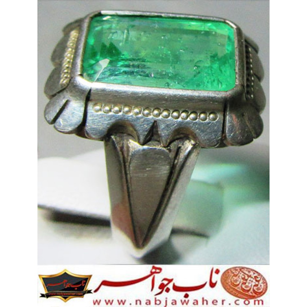 انگشترنقره مردانه جواهری زمرد رکاب نقره نفیس دستساز