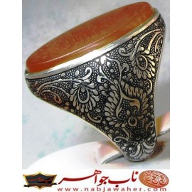 انگشترنفیس مردانه عقیق خطی چهارده_معصوم ،خط_سیدمهدی_یوسفی خط_قمر و رکاب_فاخر_قلمزنی_استادساعی قلمزنی_ساعی_اصفهان
