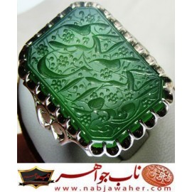 انگشترنفیس مردانه یشم خط حرّ حکاکی حاج رضا قربانی ذکر فهو الکریم ابن الکریم رکاب افتخاری