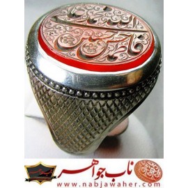 انگشترنقره مردانه خطی عقیق یمن خط مبین استاد حسین رضیعی رکاب نقره نفیس دستسازاستاد محمد افتخاری ذکر الله محمد علی فاطمه حسن حسین