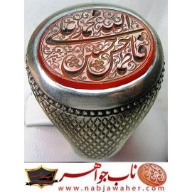 انگشترنقره مردانه خطی عقیق یمن خط مبین استاد حسین رضیعی رکاب نقره نفیس دستسازاستاد محمد افتخاری ذکر الله محمد علی فاطمه حسن حسین