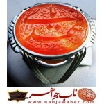 انگشترنفیس خطی مردانه عقیق_یمنی خط_میرزا،حکاکی محمدمجتبی_آتشباز، رکاب_استادسیدحسن_شیرازی،رکاب_سیدحسن وحکاکی-یامهدی