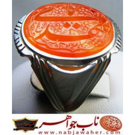 انگشترنفیس خطی مردانه عقیق_یمنی خط_میرزا،حکاکی محمدمجتبی_آتشباز، رکاب_استادسیدحسن_شیرازی،رکاب_سیدحسن وحکاکی-یامهدی