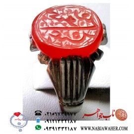 انگشترخطی کهنه عهد صفویه عقیق سرخ یمنی