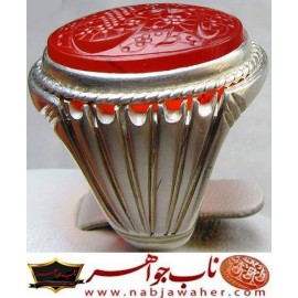 انگشترنفیس خطی مردانه عقیق_سرخ_یمنی خط_طه،حکاکی_جوادحیدری،رکاب_شیرازی،رکاب_نقره_شیرازی وحکاکی_من_المومنین_رجال_صدقوماعاهدالله_علیه