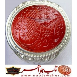 انگشترنفیس خطی مردانه عقیق_سرخ_یمنی خط_طه،حکاکی_جوادحیدری،رکاب_شیرازی،رکاب_نقره_شیرازی وحکاکی_من_المومنین_رجال_صدقوماعاهدالله_علیه