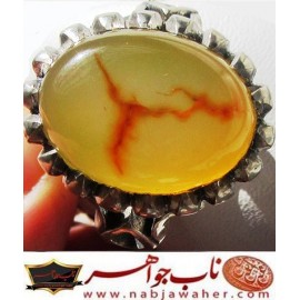 انگشترعقیق زرد مصور با نقش محمد