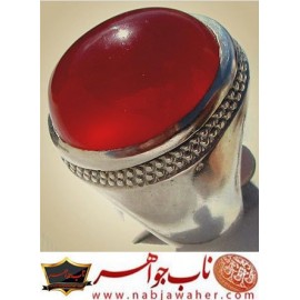 انگشتر عقیق سرخ دامله درشت آب داریمنی جدید 