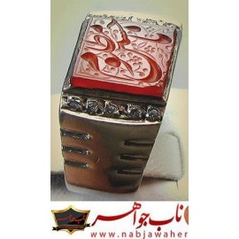 انگشترنقره خطی سنگ عقیق یمنی خط حرّاستادرضاقربانی رکاب نقره دستسازفطرس و ذکر یاحسین_مظلوم