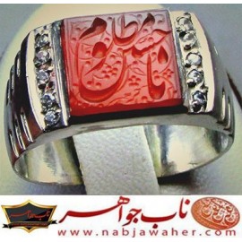 انگشترنقره خطی سنگ عقیق یمنی خط حرّاستادرضاقربانی رکاب نقره دستسازفطرس و ذکر یاحسین_مظلوم