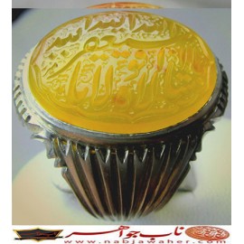 انگشترنفیس مردانه عقیق سرخ یمنی خط میرزا حکاکی استاد مجتبی اتشباز ذکر ماشاالله صغیر رکاب سیدحسن