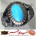 مشخصات انگشتر:  انگشترنفیس مردانه فیروزه ناب نیشابوری رکاب فاخر و ارزشمند قلمزنی سیمرغ اثر حمید جنگی