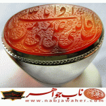 انگشترنفیس عقیق سرخ کهنه یمنی حکاکی حدیث نبوی خط حر حکاکی رضا قربانی رکاب فدیوم مهدی جدی