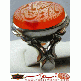 انگشترنفیس عقیق سرخ یمنی یا امام حسین حکاکی محسن ضرغامی خط م ض ورکاب محمدافتخاری