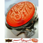 انگشترنفیس عقیق سرخ یمنی یا امام حسین حکاکی محسن ضرغامی خط م ض ورکاب محمدافتخاری