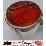 انگشترنفیس خطی مردانه عقیق_یمنی خط_میرزا،حکاکی محمدمجتبی_آتشباز، رکاب_استادسیدحسن_شیرازی،رکاب_سیدحسن وحکاکی-یاعلی_بن_موسی_الرضا
