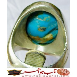 انگشترنفیس مردانه فیروزه درشت نیشابوری با رکاب استاد جباری