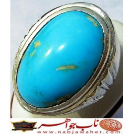 انگشترنفیس مردانه فیروزه درشت نیشابوری با رکاب استاد جباری