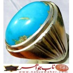 انگشترنفیس مردانه فیروزه درشت نیشابوری با رکاب استاد جباری