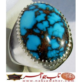 انگشترنفیس مردانه فیروزه رنگ محک نیشابوری با رکاب احمد نامی 