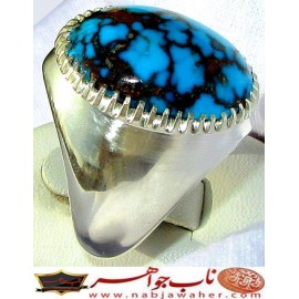 انگشترنفیس مردانه فیروزه رنگ محک نیشابوری با رکاب احمد نامی 