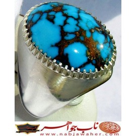 انگشترنفیس مردانه فیروزه رنگ محک نیشابوری با رکاب احمد نامی 