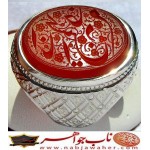 انگشترنفیس عقیق سرخ یمنی چپ کنی انا خادم الحسین حکاکی محسن ضرغامی خط م ض ورکاب امیرلطفی