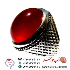 انگشترعقیق سرخ اب دار اعلا پاک دامله یمنی