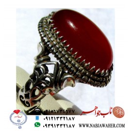 انگشترعقیق سرخ تراش دامله بادامی قواره دار با رکاب  یکتا تهران 