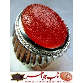 انگشترنفیس خطی سیدمهدی_مدنی ،عقیق_یمنی ، سوره_توحید،رکاب_محمد_افتخاری، خط_مدنی