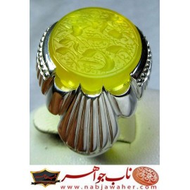 انگشترنقره مردانه خطی سنگ عقیق یمنی خط حرّ استادرضاقربانی رکاب نقره نفیس دستساز امیرلطفی ذکر یاجوادالائمه_ادرکنی