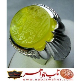 انگشترنقره مردانه خطی سنگ عقیق یمنی خط حرّ استادرضاقربانی رکاب نقره نفیس دستساز امیرلطفی ذکر یاجوادالائمه_ادرکنی