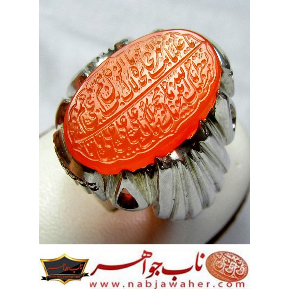 انگشترنفیس خطی فدیوم مردانه عقیق یمنی خط مهرحکاکی محسن_سعیدی_منش رکاب_فدیوم دستسازتهران_جدّی، فدیوم_استادمهدی_جدّی و حکاکی ذکر _نادعلیامظهرالعجائب