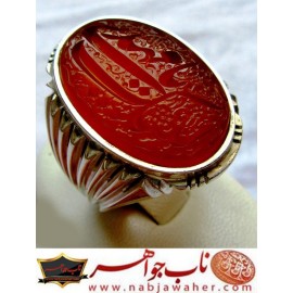 انگشترنفیس خطی مردانه عقیق_یمنی خط_میرزا،حکاکی محمدمجتبی_آتشباز،رکاب_استادسیدحسن_شیرازی،رکاب_سیدحسن وحکاکی-لبیک_یامهدی