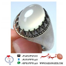 انگشتر فاخرنقره و عقیق سفیدیمنی و رکاب استاد معتمدی تهران