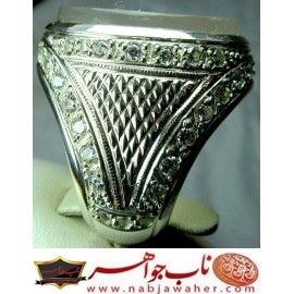 انگشترنفیس خطی فدیوم مردانه عقیق_یمنی خط_طه،حکاکی جواد_حیدری، رکاب_بردیا_مظهری ،رکاب_فدیوم_جواهر_نشان_مظهری وحکاکی لا_اله_الاالله_الملک_الحق_المبین