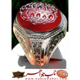 انگشترنفیس خطی نقره مردانه عقیق_یمنی خط_طه،حکاکی جواد_حیدری، رکاب_قلمزنی، وحکاکی یاودود
