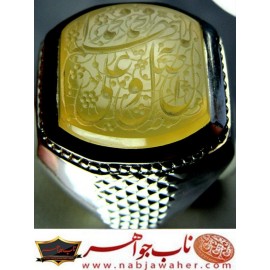انگشترنفیس خطی نقره مردانه عقیق_یمنی خط_طه،حکاکی جواد_حیدری، رکاب_سیدحسن_هاشمی،رکاب_سیدحسن_شیراز وحکاکی اللهم_صل_علی_محمدوال_محمد