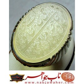 انگشترنفیس مردانه عقیق یمن خط حرّ حکاکی رضاقربانی ذکر حدیث ولایت رکاب محمدافتخاری