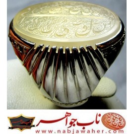 انگشترنفیس مردانه عقیق یمن خط حرّ حکاکی رضاقربانی ذکر حدیث ولایت رکاب محمدافتخاری