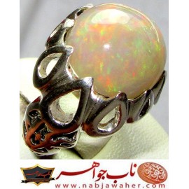 انگشترنقره مردانه جواهری اوپال رکاب نقره نفیس دستسازافتخاری