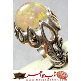 انگشترنقره مردانه جواهری اوپال رکاب نقره نفیس دستسازافتخاری