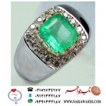 انگشترنفیس مردانه زمرّد ممتاز کلمبیا رکاب مرصع برلیان و نقره دستساز استاد مهدی رحمانی 