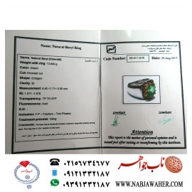 انگشترنفیس مردانه زمرّد ممتاز کلمبیا رکاب مرصع برلیان و نقره دستساز استاد مهدی رحمانی 