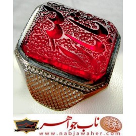 انگشترنفیس رکاب_فدیوم خطی مردانه توپاز_سرخ خط_الراجی_میرزا،حکاکی محمدمجتبی_آتشباز، رکاب_رسول_محمدی،رسول_F_تهران وحکاکی- یاثارالله